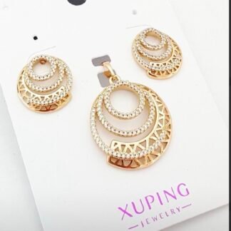 Elegant Circle Zircon Pendant Set – Gold Plated